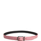 Dolce & Gabbana Men Pink Classic Leather Metal Buckle Belt