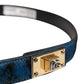 Dolce & Gabbana Men Blue Calf Leather Logo Metal Buckle Belt
