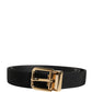 Dolce & Gabbana Black Viscose Leather Gold Metal Buckle Belt