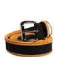 Dolce & Gabbana Men Black Orange Polyester Metal Buckle Belt