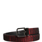 Dolce & Gabbana Men Red Jacquard Acetate Metal Buckle Belt