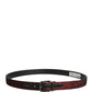 Dolce & Gabbana Men Red Jacquard Acetate Metal Buckle Belt