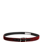 Dolce & Gabbana Men Red Velvet Leather Metal Buckle Belt