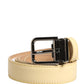 Dolce & Gabbana Men Yellow Classic Leather Metal Buckle Belt