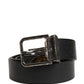 Dolce & Gabbana Men Black Classic Leather Metal Buckle Belt
