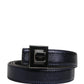 Dolce & Gabbana Men Black Classic Leather Square Buckle Belt