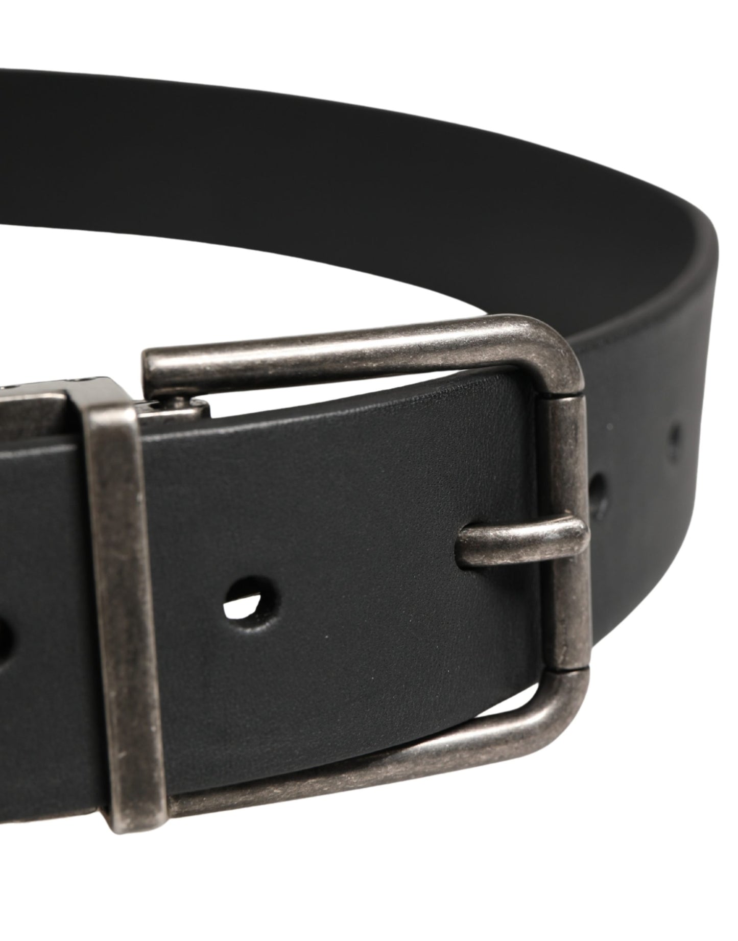 Dolce & Gabbana Men Black Classic Leather Metal Buckle Belt