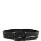 Dolce & Gabbana Black Double Strap Leather Silver Buckle Belt