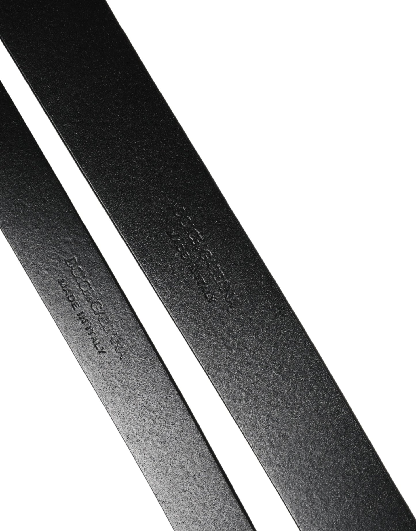 Dolce & Gabbana Black Double Strap Leather Silver Buckle Belt