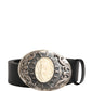 Dolce & Gabbana Black Calf Leather Ornate Metal Buckle Belt