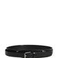 Dolce & Gabbana Men Black Classic Leather Metal Buckle Belt