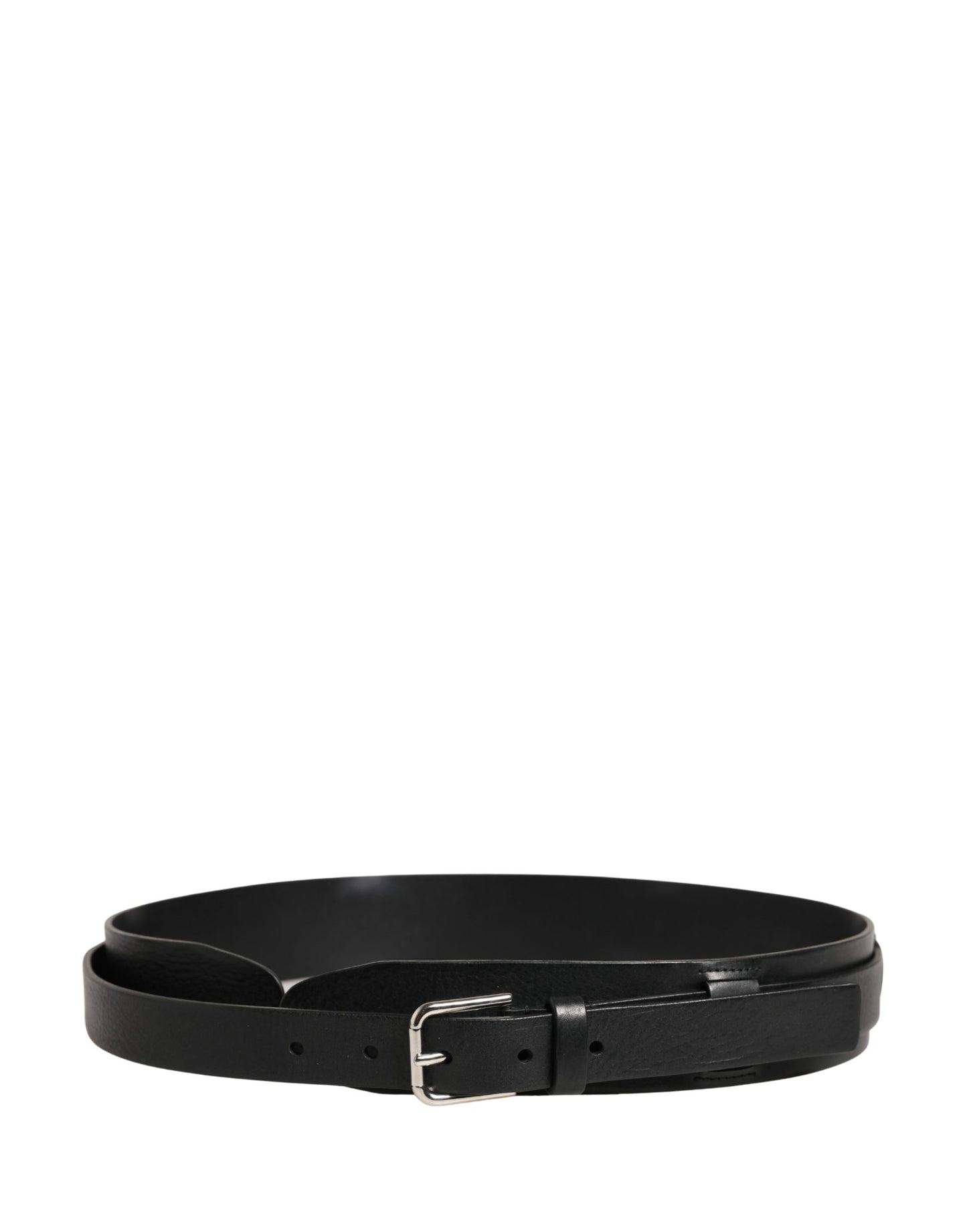 Dolce & Gabbana Men Black Classic Leather Metal Buckle Belt