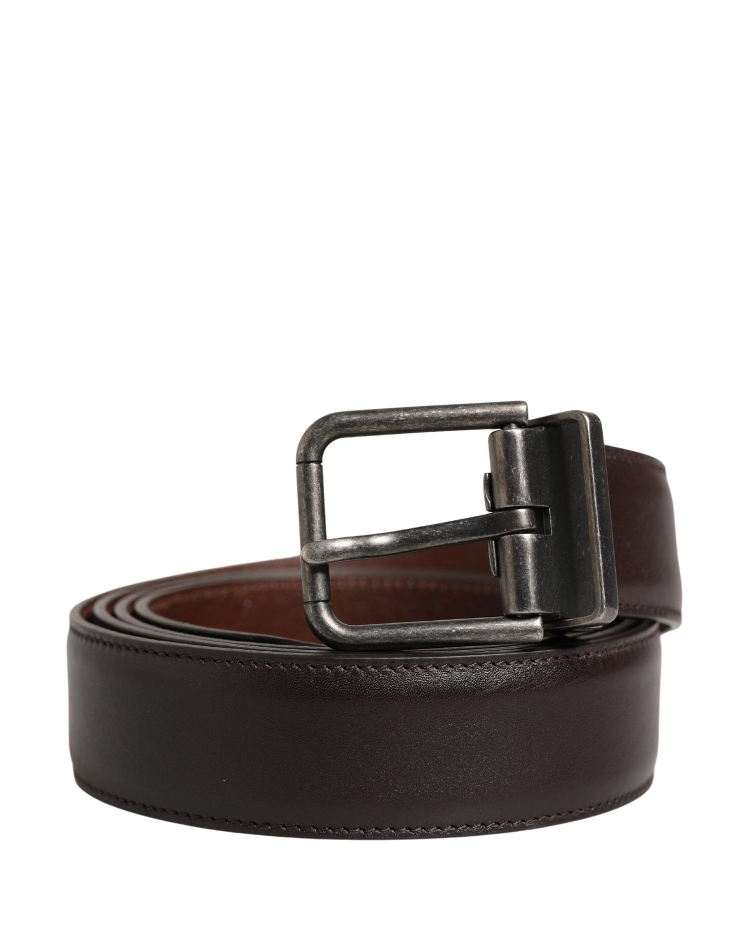 Dolce & Gabbana Men Brown Classic Leather Metal Buckle Belt