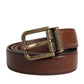 Dolce & Gabbana Men Brown Classic Leather Metal Buckle Belt