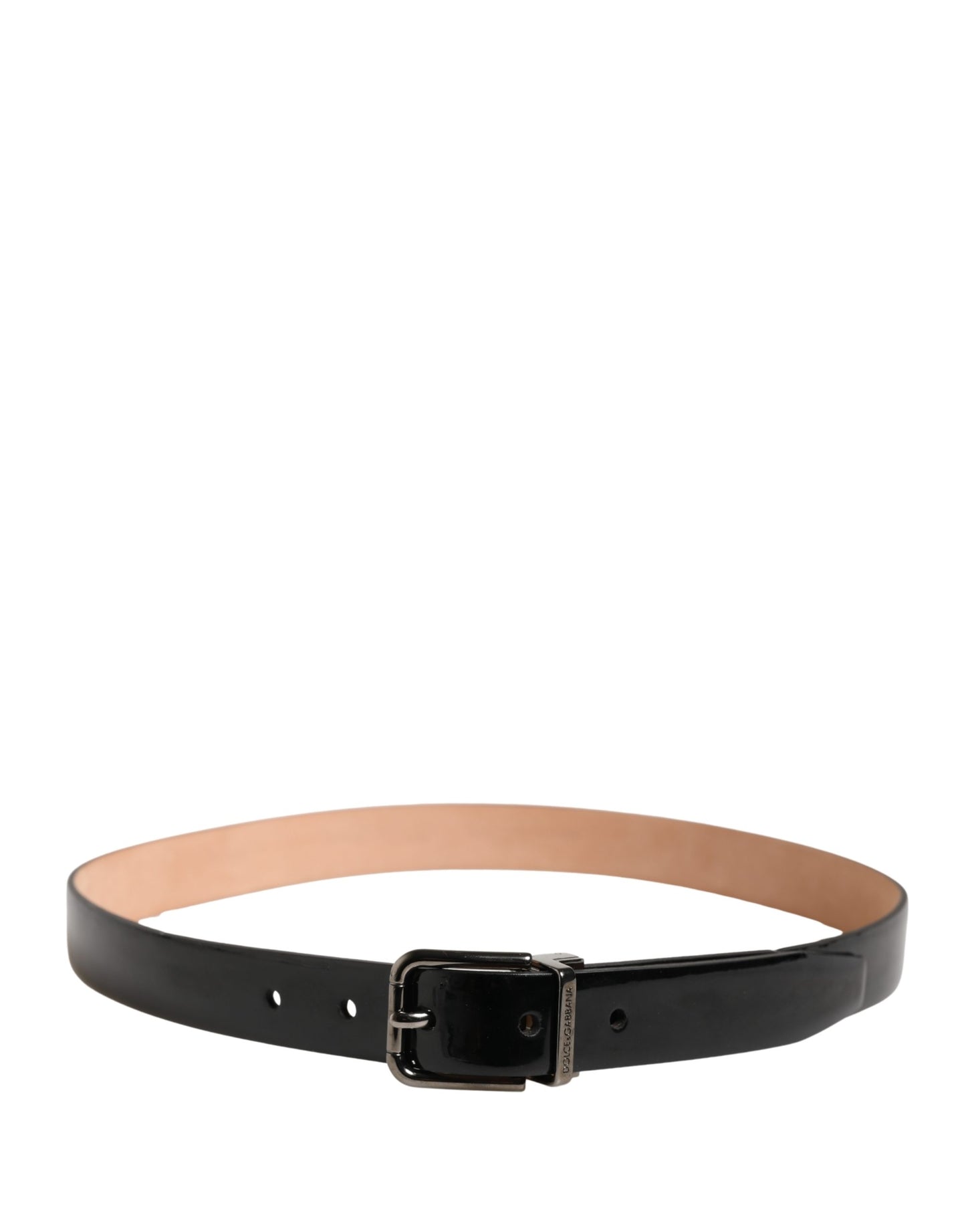 Dolce & Gabbana Men Black Classic Leather Metal Buckle Belt