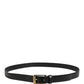 Dolce & Gabbana Men Black Classic Leather Metal Buckle Belt