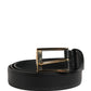 Dolce & Gabbana Men Black Classic Leather Metal Buckle Belt