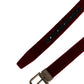 Dolce & Gabbana Men Burgundy Velvet Cotton Metal Buckle Belt