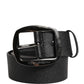 Dolce & Gabbana Men Black Classic Leather Metal Buckle Belt