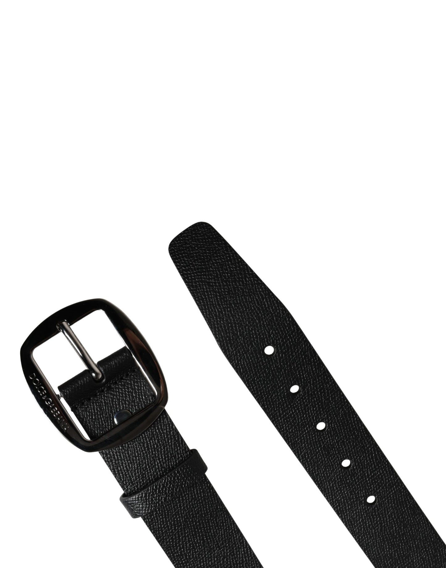 Dolce & Gabbana Men Black Classic Leather Metal Buckle Belt