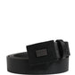 Dolce & Gabbana Men Black Calfskin Leather Square Buckle Belt