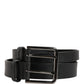 Dolce & Gabbana Black Double Strap Leather Silver Buckle Belt