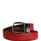 Dolce & Gabbana Men Red Exotic Leather Metal Buckle Belt