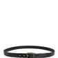 Dolce & Gabbana Men Black Exotic Leather Metal Buckle Belt