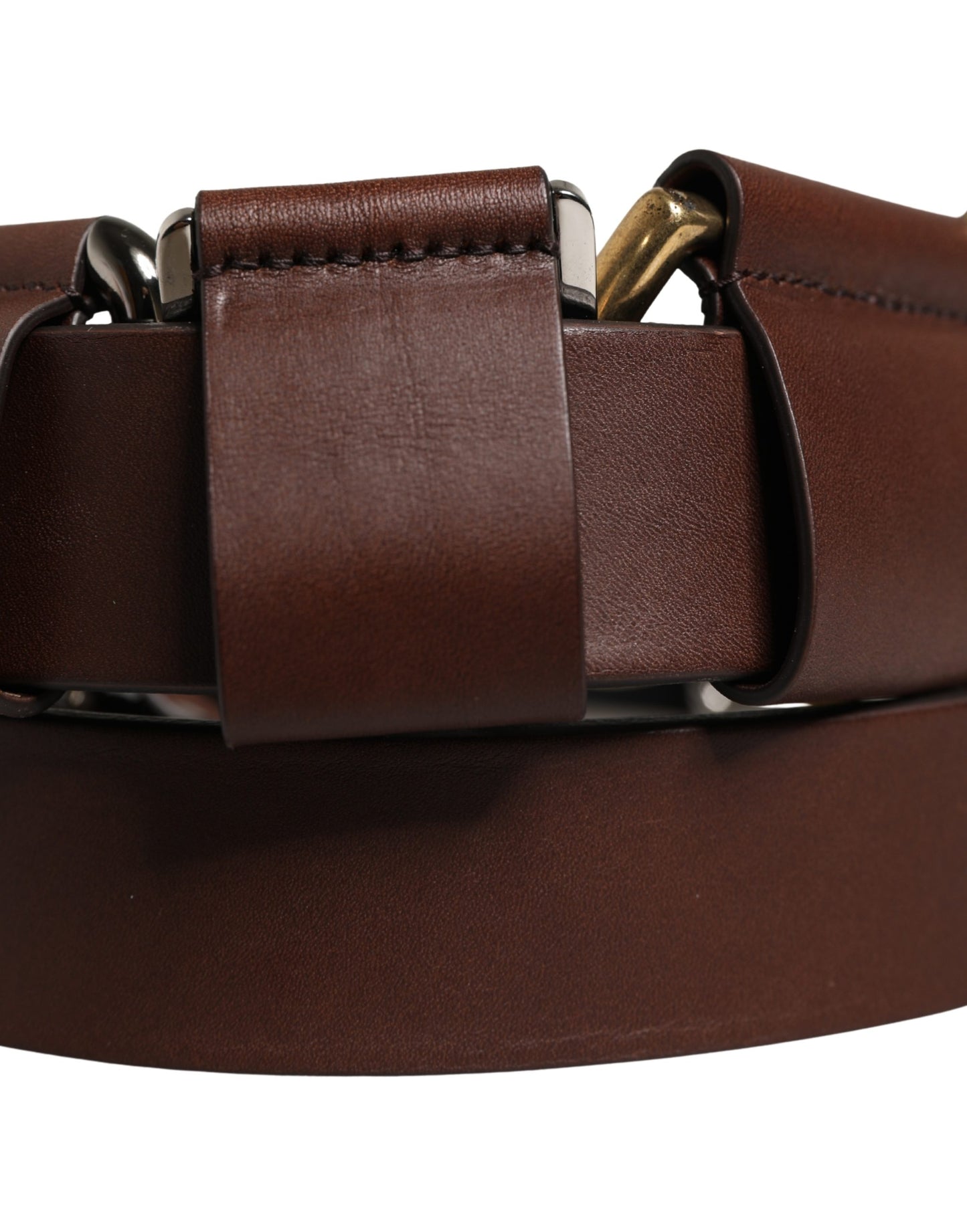 Dolce & Gabbana Men Brown Classic Leather Metal Buckle Belt