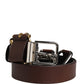 Dolce & Gabbana Men Brown Classic Leather Metal Buckle Belt