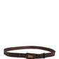 Dolce & Gabbana Men Brown Calf Leather Logo Metal Buckle Belt