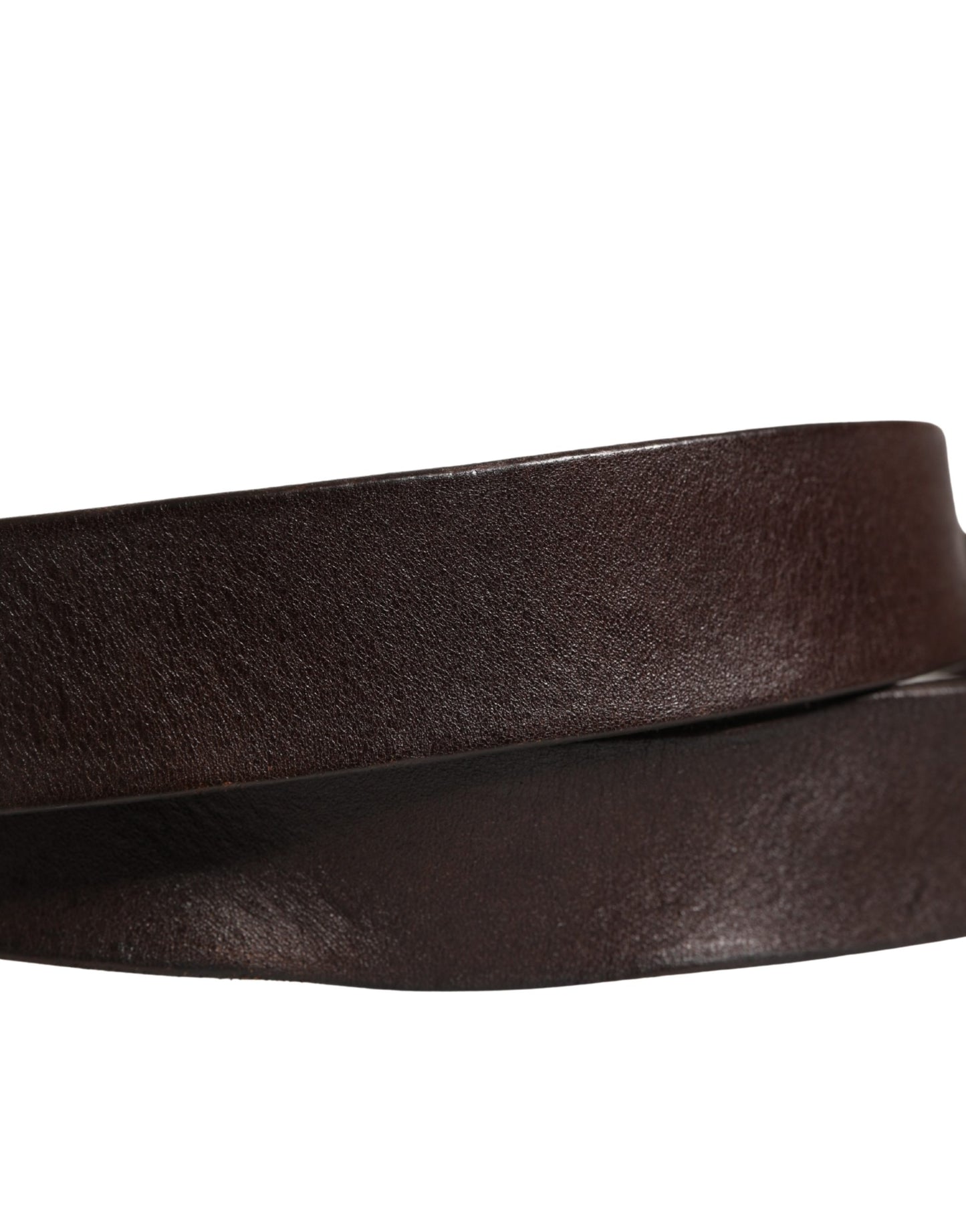Dolce & Gabbana Men Brown Calf Leather Logo Metal Buckle Belt