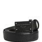 Dolce & Gabbana Men Black Calf Leather Logo Metal Buckle Belt