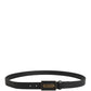 Dolce & Gabbana Men Black Calf Leather Metal Buckle Belt