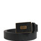 Dolce & Gabbana Men Black Classic Leather Logo Buckle Belt