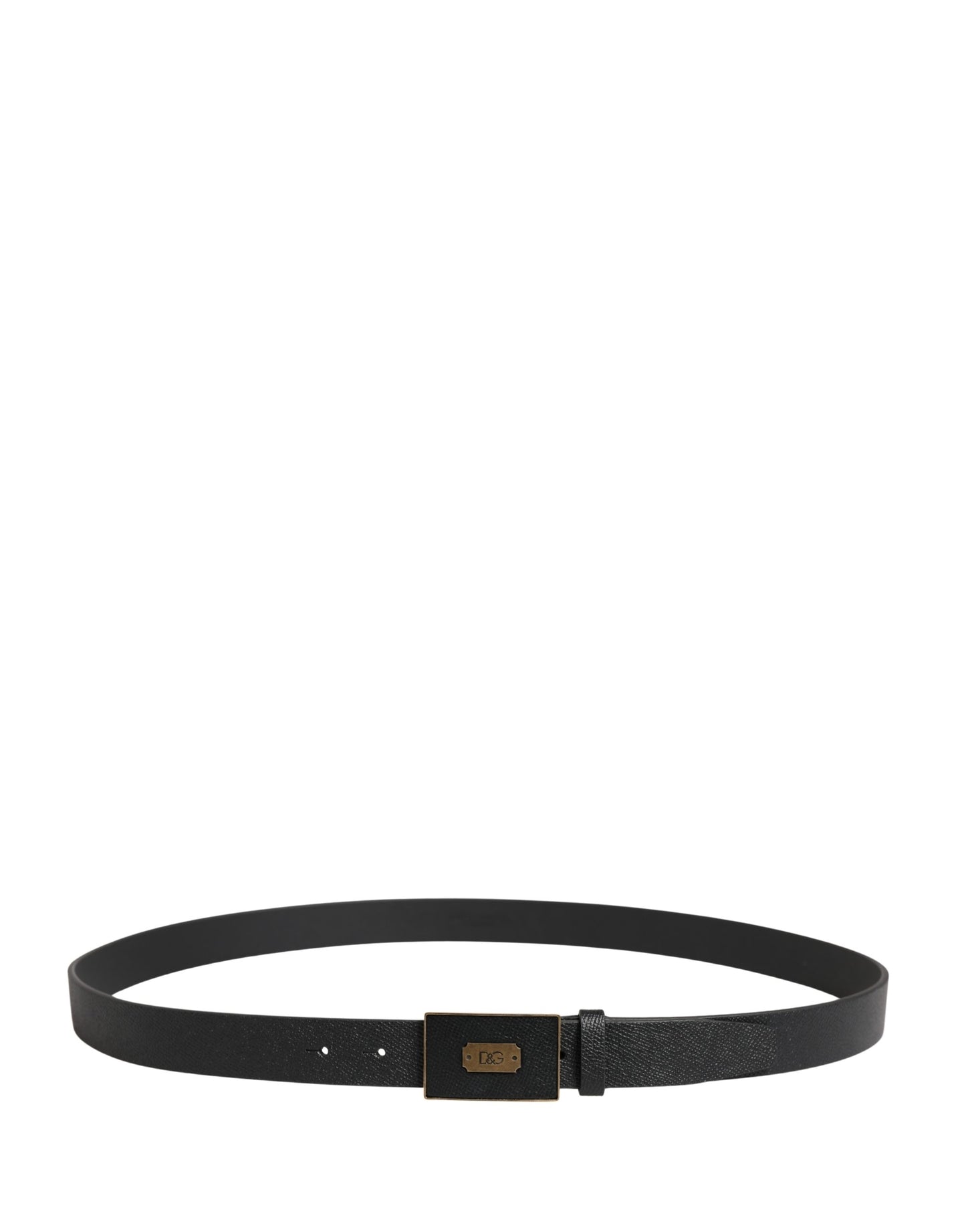 Dolce & Gabbana Men Black Classic Leather Logo Buckle Belt