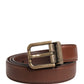 Dolce & Gabbana Men Brown Classic Leather Metal Buckle Belt