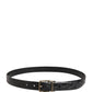 Dolce & Gabbana Men Black Exotic Leather Metal Buckle Belt