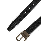Dolce & Gabbana Men Black Exotic Leather Metal Buckle Belt