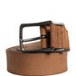Dolce & Gabbana Men Brown Leather Classic Metal Buckle Belt