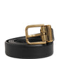Dolce & Gabbana Men Black Classic Leather Metal Buckle Belt