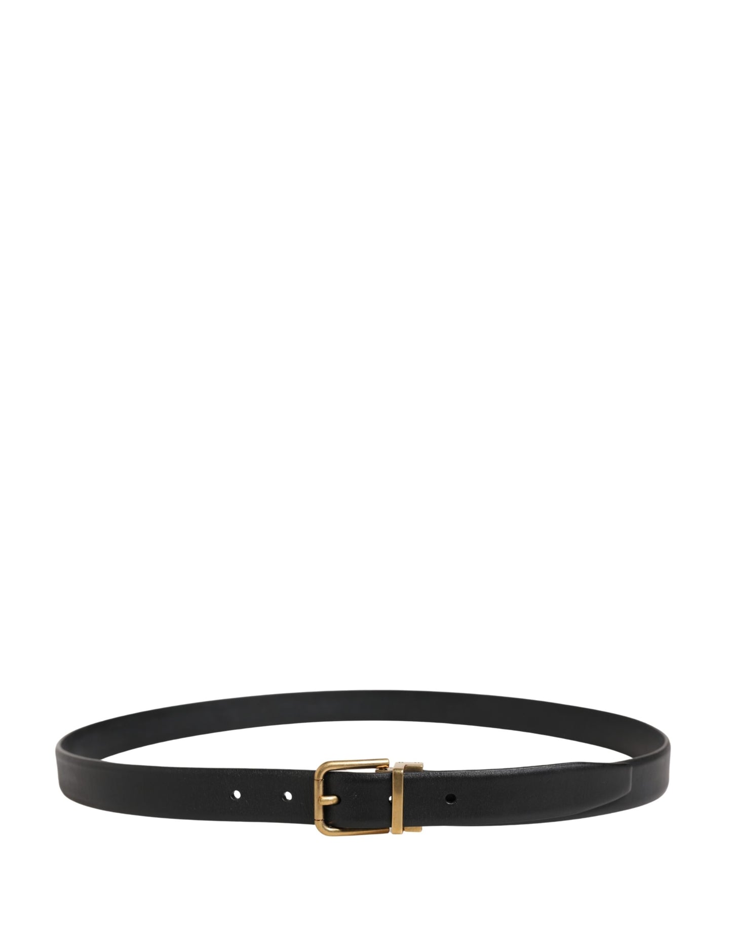 Dolce & Gabbana Men Black Classic Leather Metal Buckle Belt