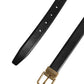 Dolce & Gabbana Men Black Classic Leather Metal Buckle Belt