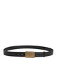 Dolce & Gabbana Black Classic Leather Logo Metal Buckle Belt