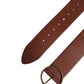 Dolce & Gabbana Brown Leather Wide Waist Metal Round Belt