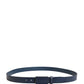 Dolce & Gabbana Men Blue Calf Leather Logo Metal Buckle Belt