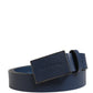 Dolce & Gabbana Men Blue Calf Leather Logo Metal Buckle Belt