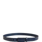 Dolce & Gabbana Men Blue Calf Leather Logo Metal Buckle Belt