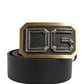 Dolce & Gabbana Men Black Leather DG Logo Metal Buckle Belt