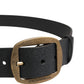 Dolce & Gabbana Men Black Classic Leather Metal Buckle Belt